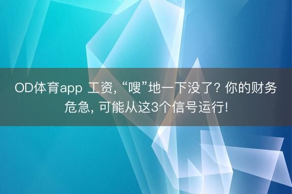 OD体育app 工资, “嗖”地一下没了? 你的财务危急, 可能从这3个信号运行!