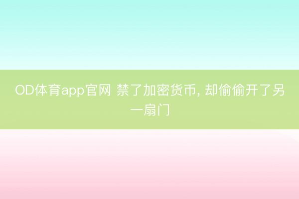 OD体育app官网 禁了加密货币, 却偷偷开了另一扇门