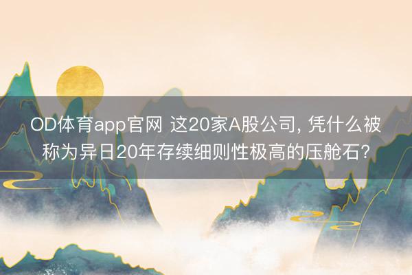 OD体育app官网 这20家A股公司, 凭什么被称为异日20年存续细则性极高的压舱石?