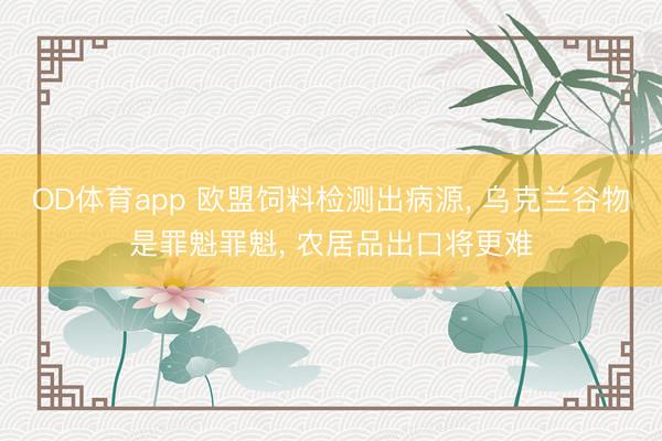 OD体育app 欧盟饲料检测出病源, 乌克兰谷物是罪魁罪魁, 农居品出口将更难