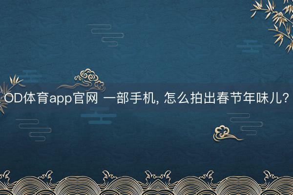 OD体育app官网 一部手机, 怎么拍出春节年味儿?