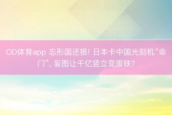 OD体育app 忘形国还狠! 日本卡中国光刻机“命门”, 妄图让千亿竖立变废铁?