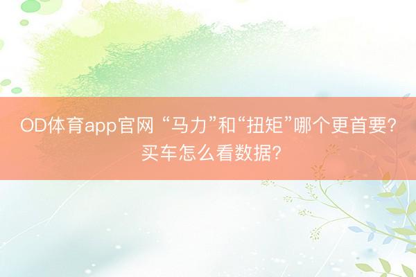 OD体育app官网 “马力”和“扭矩”哪个更首要? 买车怎么看数据?