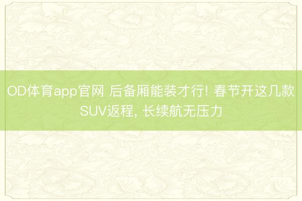 OD体育app官网 后备厢能装才行! 春节开这几款SUV返程, 长续航无压力