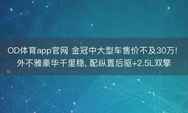 OD体育app官网 金冠中大型车售价不及30万! 外不雅豪华千里稳, 配纵置后驱+2.5L双擎