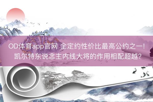 OD体育app官网 全定约性价比最高公约之一! 凯尔特东说念主内线大将的作用相配超越?