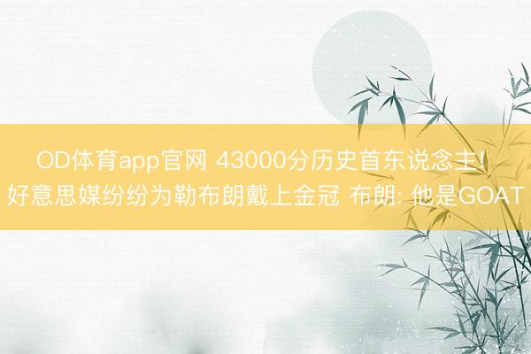 OD体育app官网 43000分历史首东说念主! 好意思媒纷纷为勒布朗戴上金冠 布朗: 他是GOAT