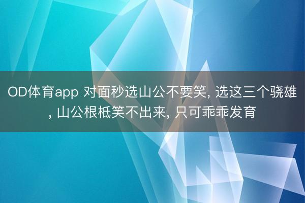 OD体育app 对面秒选山公不要笑, 选这三个骁雄, 山公根柢笑不出来, 只可乖乖发育