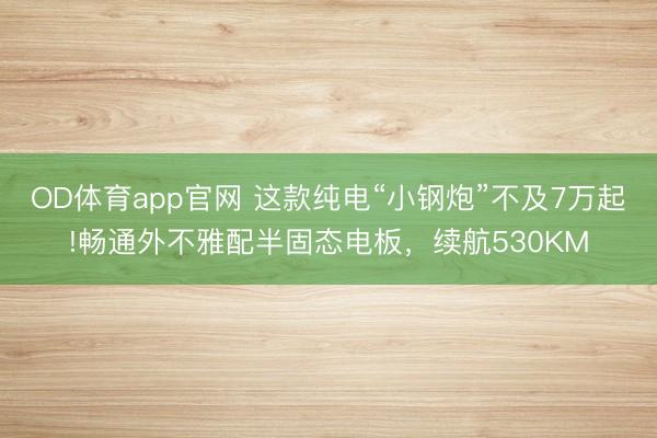 OD体育app官网 这款纯电“小钢炮”不及7万起!畅通外不雅配半固态电板，续航530KM