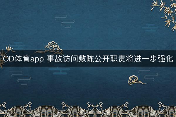OD体育app 事故访问敷陈公开职责将进一步强化