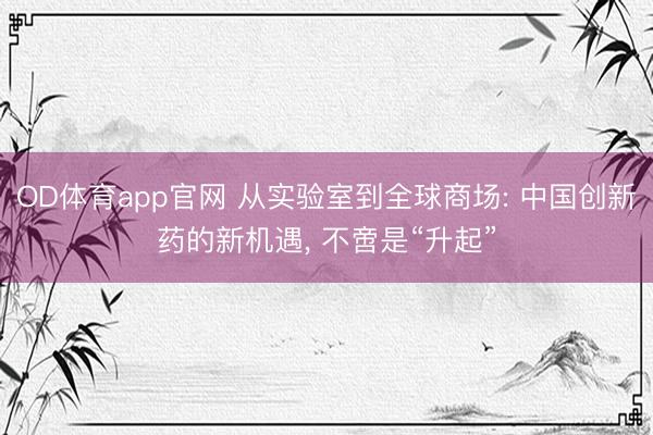 OD体育app官网 从实验室到全球商场: 中国创新药的新机遇, 不啻是“升起”
