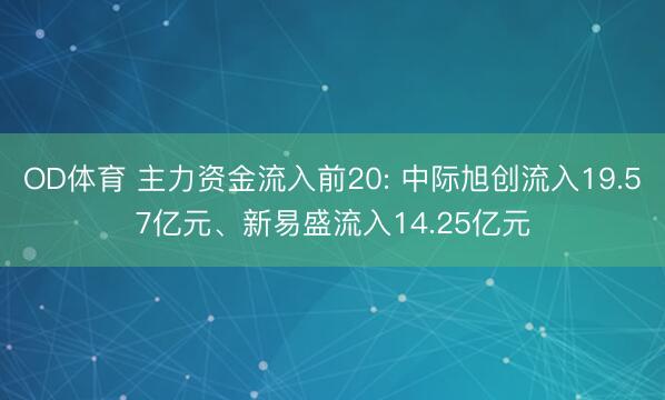 OD体育 主力资金流入前20: 中际旭创流入19.57亿元、新易盛流入14.25亿元