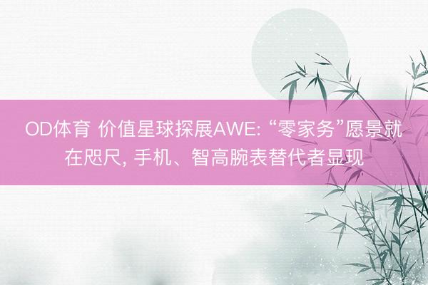 OD体育 价值星球探展AWE: “零家务”愿景就在咫尺, 手机、智高腕表替代者显现