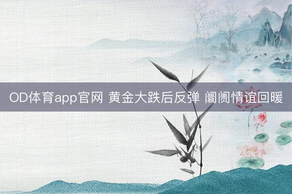 OD体育app官网 黄金大跌后反弹 阛阓情谊回暖