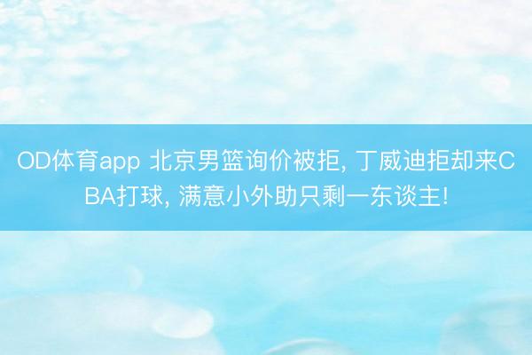 OD体育app 北京男篮询价被拒, 丁威迪拒却来CBA打球, 满意小外助只剩一东谈主!