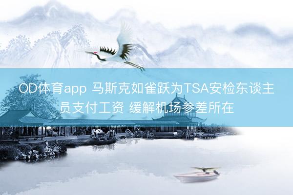 OD体育app 马斯克如雀跃为TSA安检东谈主员支付工资 缓解机场参差所在