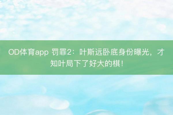 OD体育app 罚罪2：叶斯远卧底身份曝光，才知叶局下了好大的棋！