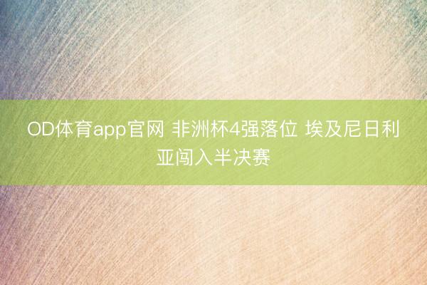 OD体育app官网 非洲杯4强落位 埃及尼日利亚闯入半决赛
