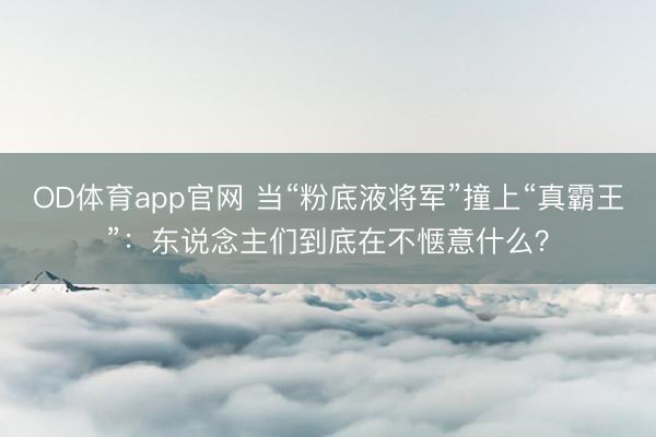 OD体育app官网 当“粉底液将军”撞上“真霸王”：东说念主们到底在不惬意什么？