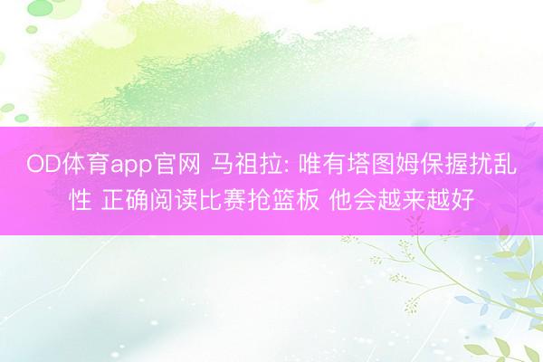 OD体育app官网 马祖拉: 唯有塔图姆保握扰乱性 正确阅读比赛抢篮板 他会越来越好