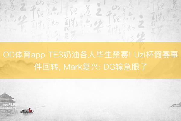 OD体育app TES奶油各人毕生禁赛! Uzi杯假赛事件回转, Mark复兴: DG输急眼了