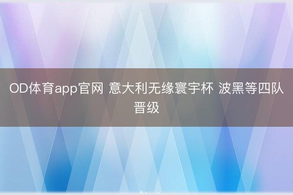 OD体育app官网 意大利无缘寰宇杯 波黑等四队晋级