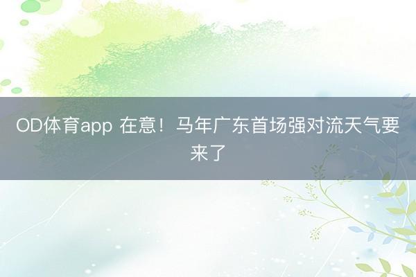 OD体育app 在意！马年广东首场强对流天气要来了