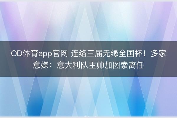 OD体育app官网 连络三届无缘全国杯！多家意媒：意大利队主帅加图索离任