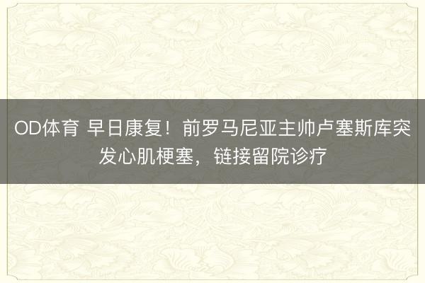 OD体育 早日康复！前罗马尼亚主帅卢塞斯库突发心肌梗塞，链接留院诊疗