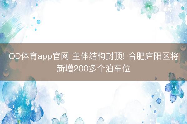OD体育app官网 主体结构封顶! 合肥庐阳区将新增200多个泊车位