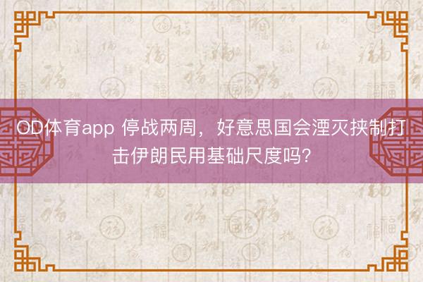 OD体育app 停战两周,好意思国会湮灭挟制打击伊朗民用基础尺度吗?