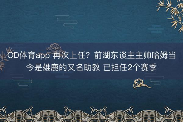 OD体育app 再次上任？前湖东谈主主帅哈姆当今是雄鹿的又名助教 已担任2个赛季