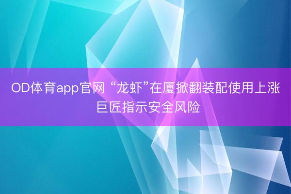 OD体育app官网 “龙虾”在厦掀翻装配使用上涨 巨匠指示安全风险
