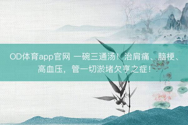 OD体育app官网 一碗三通汤！治肩痛、脑梗、高血压，管一切淤堵欠亨之症！