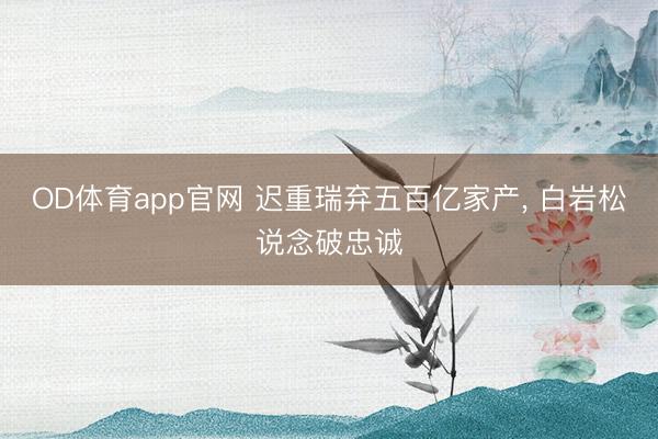 OD体育app官网 迟重瑞弃五百亿家产， 白岩松说念破忠诚