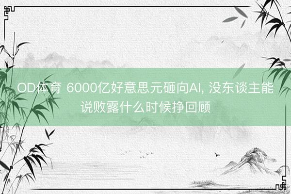 OD体育 6000亿好意思元砸向AI， 没东谈主能说败露什么时候挣回顾