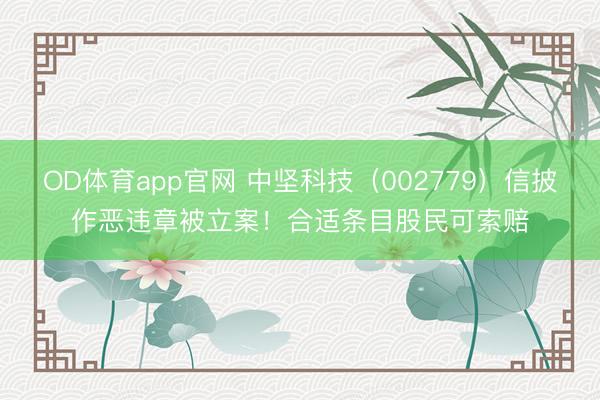 OD体育app官网 中坚科技（002779）信披作恶违章被立案！合适条目股民可索赔