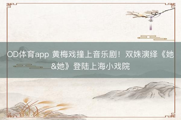OD体育app 黄梅戏撞上音乐剧！双姝演绎《她&她》登陆上海小戏院