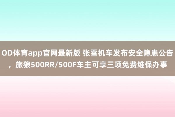 OD体育app官网最新版 张雪机车发布安全隐患公告,旅狼500RR/500F车主可享三项免费维保办事