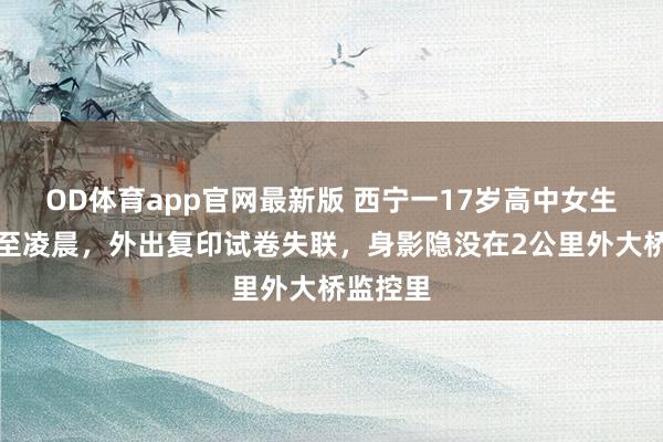 OD体育app官网最新版 西宁一17岁高中女生写功课至凌晨,外出复印试卷失联,身影隐没在2公里外大桥监控里
