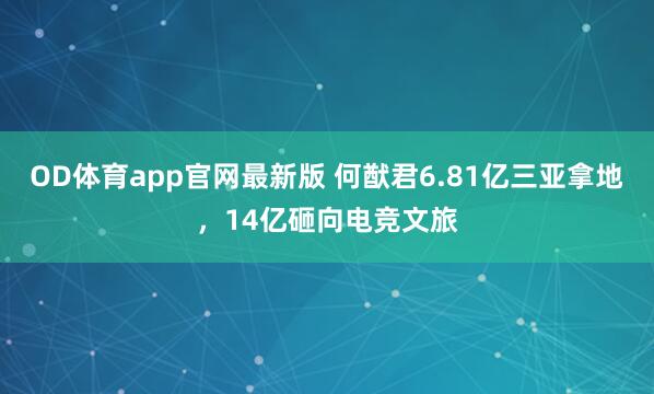 OD体育app官网最新版 何猷君6.81亿三亚拿地,14亿砸向电竞文旅