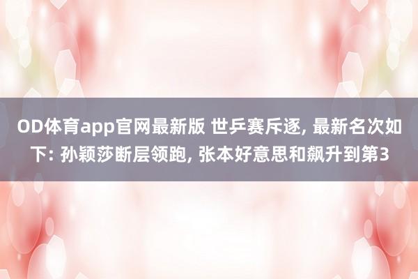 OD体育app官网最新版 世乒赛斥逐, 最新名次如下: 孙颖莎断层领跑, 张本好意思和飙升到第3