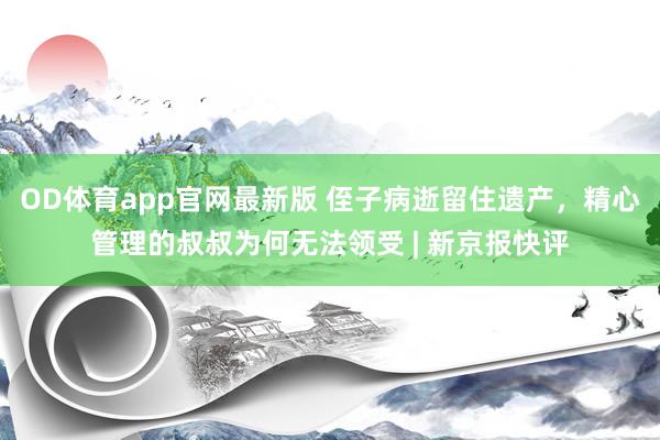 OD体育app官网最新版 侄子病逝留住遗产,精心管理的叔叔为何无法领受 | 新京报快评