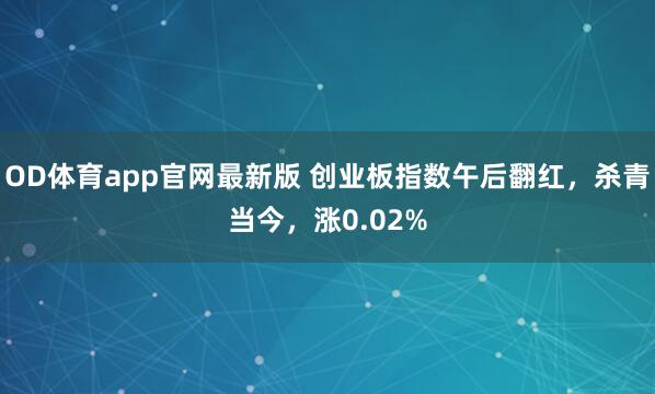 OD体育app官网最新版 创业板指数午后翻红,杀青当今,涨0.02%