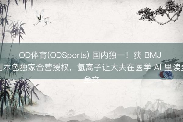 OD体育(ODSports) 国内独一!获 BMJ 期刊本色独家合营授权,氢离子让大夫在医学 AI 里读全文