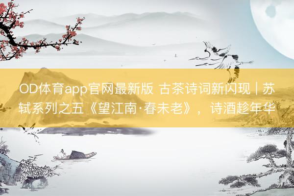 OD体育app官网最新版 古茶诗词新闪现 | 苏轼系列之五《望江南·春未老》,诗酒趁年华