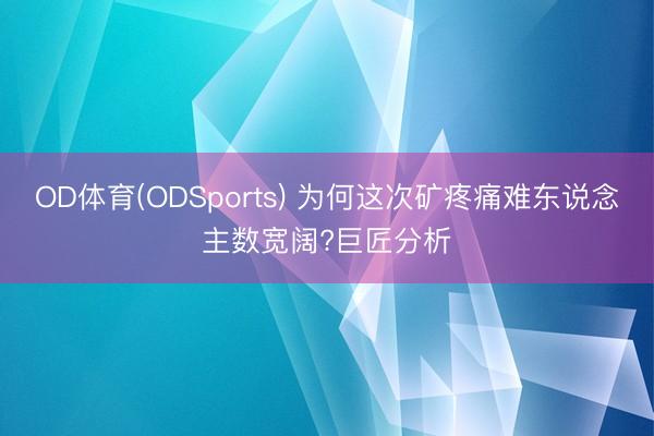 OD体育(ODSports) 为何这次矿疼痛难东说念主数宽阔?巨匠分析