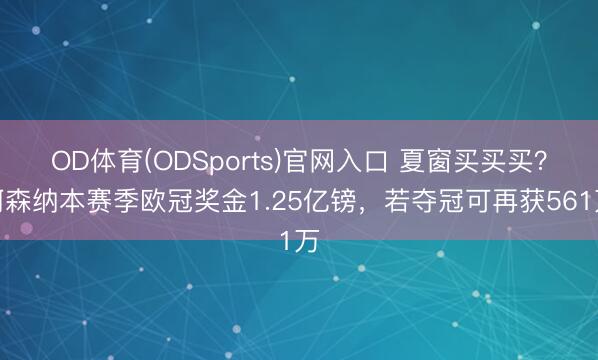 OD体育(ODSports)官网入口 夏窗买买买?阿森纳本赛季欧冠奖金1.25亿镑,若夺冠可再获561万