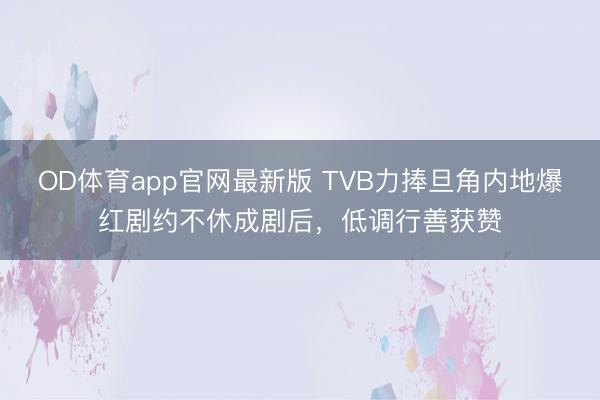OD体育app官网最新版 TVB力捧旦角内地爆红剧约不休成剧后,低调行善获赞