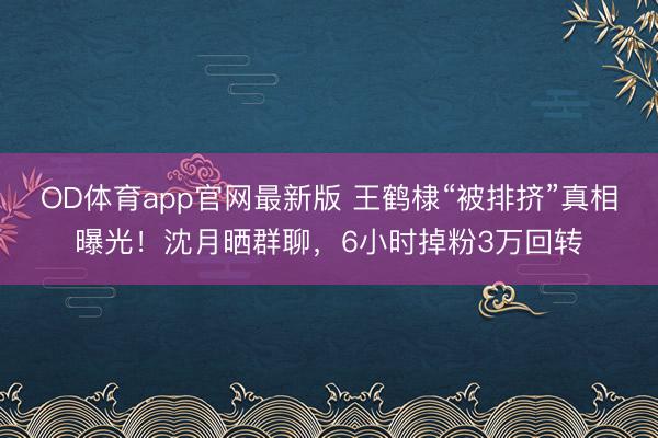 OD体育app官网最新版 王鹤棣“被排挤”真相曝光!沈月晒群聊,6小时掉粉3万回转